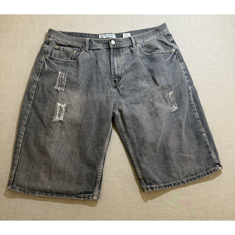 Vintage Akademiks Baggy Denim‎ Shorts Men's 40 Black Hip Hop Embroidered Y2k
